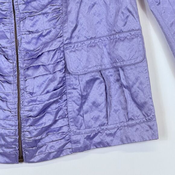 Chico's Lavender Shimmer Zip Front Lightweight Ruched Jacket Women's 0 Small 4 - Picture 3 of 6